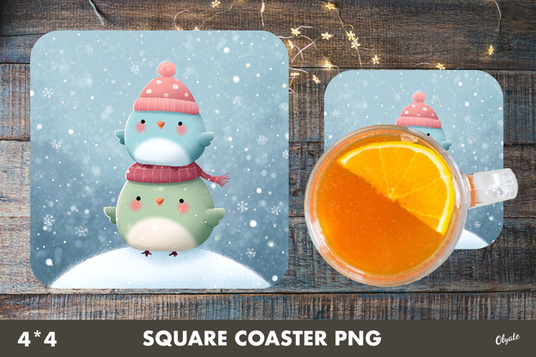 Funny Bird Coaster Sublimation. Christmas Square Coaster