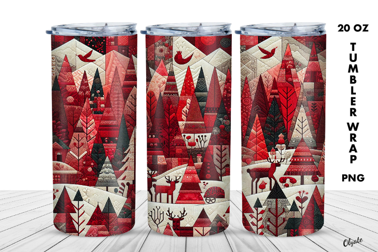 Winter Tumbler Wrap PNG, Winter Patchwork Sublimation