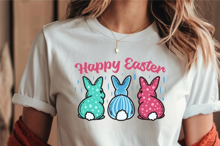 Happy Easter Bunny T-shirt Design Bundle example image 1