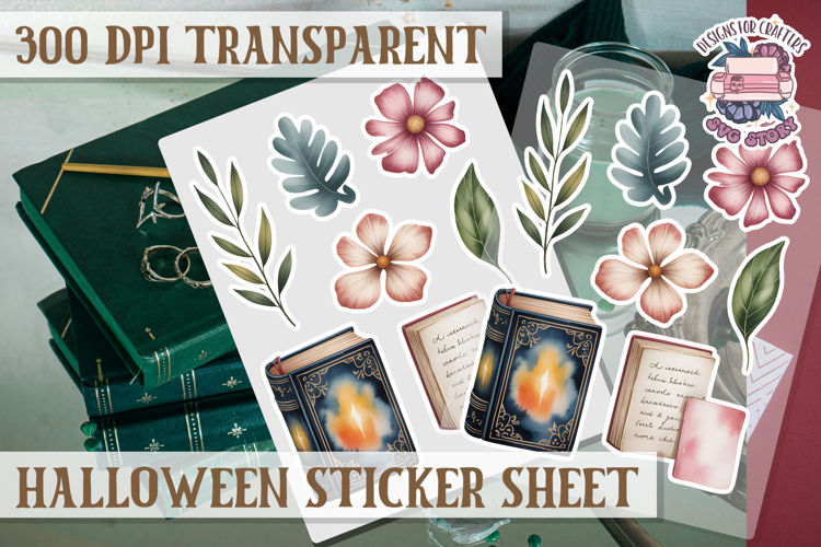 Halloween sticker sheet Creepy Scrapbook PNG Funny Skulls