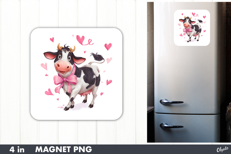 Funny Cow Magnet Sublimation, Valentine Magnet PNG