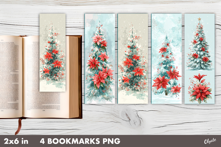 Christmas Tree with Flowers, Christmas Bookmark PNG