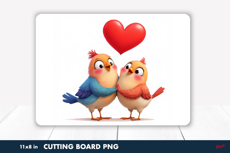 Cute Valentine Cutting Board PNG, Lovebirds PNG