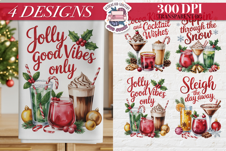 Christmas Cocktail Towels Clipart Sublimation 4 PNG