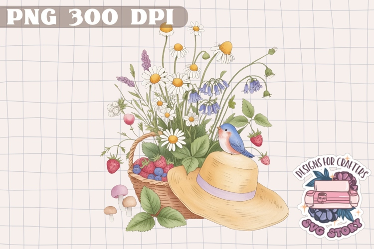 Watercolor Delicate Cottage core Summer Clipart PNG