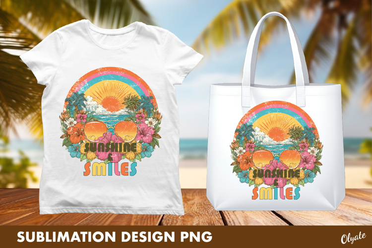Summer Sublimation, Tropical Beach Tshirt Design PNG