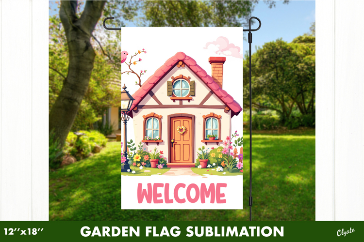 Spring Garden Flag PNG, Welcome Garden Flag PNG