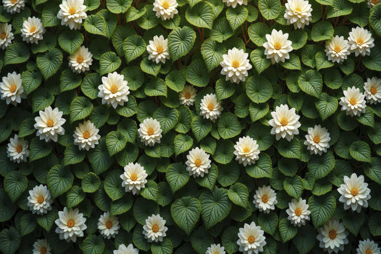 White Flower Leaves Background