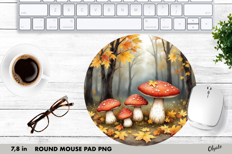 Mushrooms Sublimation, Round Mouse Pad PNG