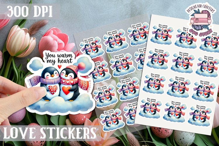 Love sticker Sheet Valentine Day Cute Animals Quote PNG