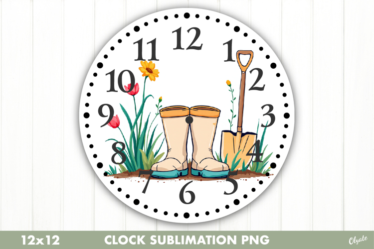 Spring Clock Sublimation. Garden Clock Design PNG