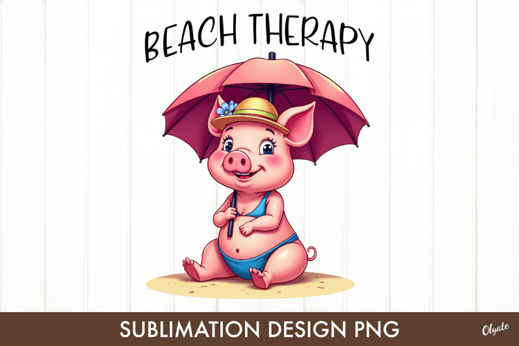 Beach Sublimation Design. Funny Piggy PNG