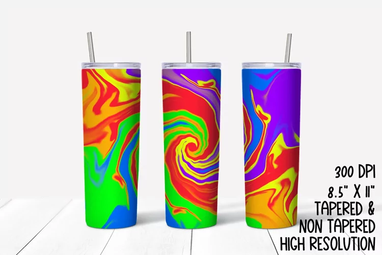 Rainbow Tie Dye Swirl Sublimation Tumbler