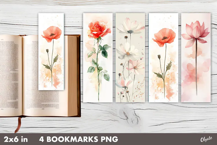 Vintage Flowers Bookmarks PNG, Printable Bookmarks