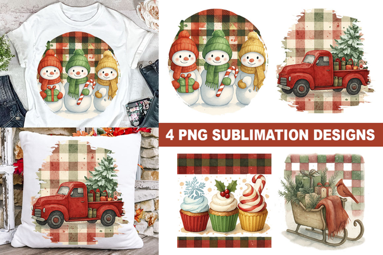 Christmas PNG Sublimation Set with Snowmen, Truck, Sweets