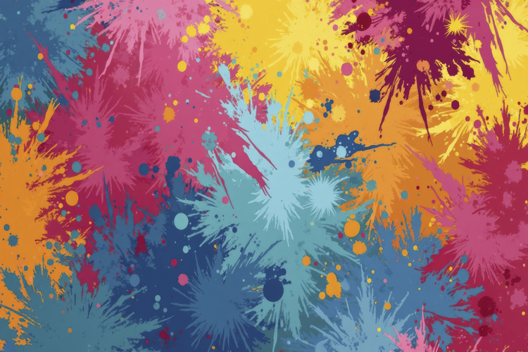 Vibrant Explosion of Colorful Paint Splatters Background