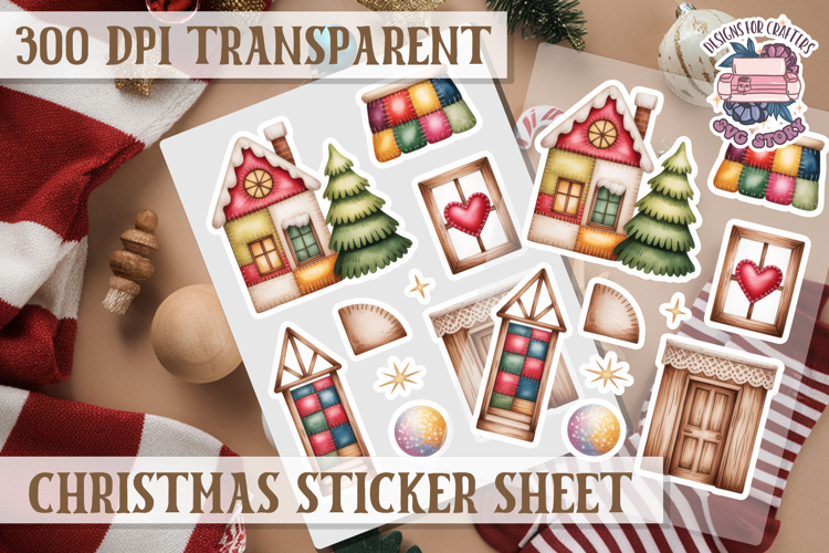 Christmas Sticker Sheet Watercolor Winter Holiday PNG