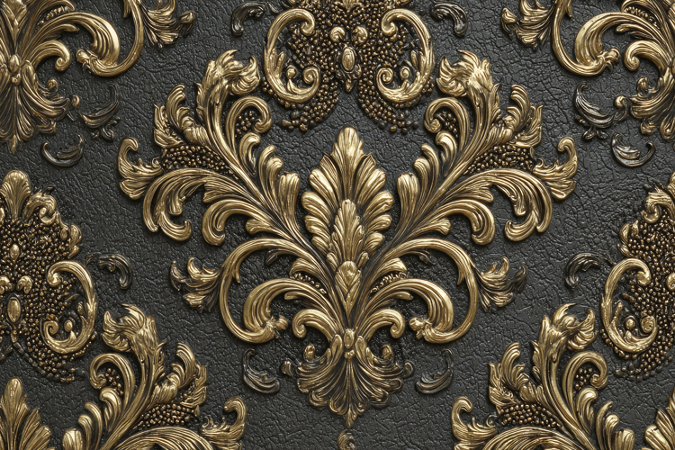 Gold and Black Damask Pattern Background Wallpaper
