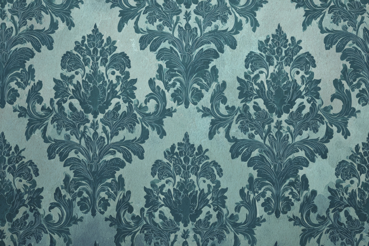 Teal Damask Pattern Texture Background Wallpaper