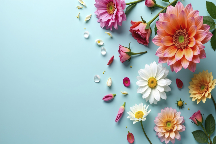 Dahlia Colorful Flowers Background Wallpaper