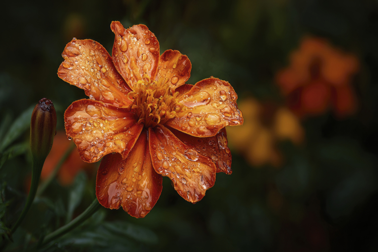 Waterdrop Orange Flower Background Wallpaper