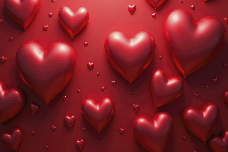 Red 3D Hearts Background Wallpaper