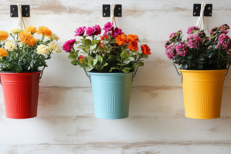 Hanging Flower Pots Background Wallpaper example image 1