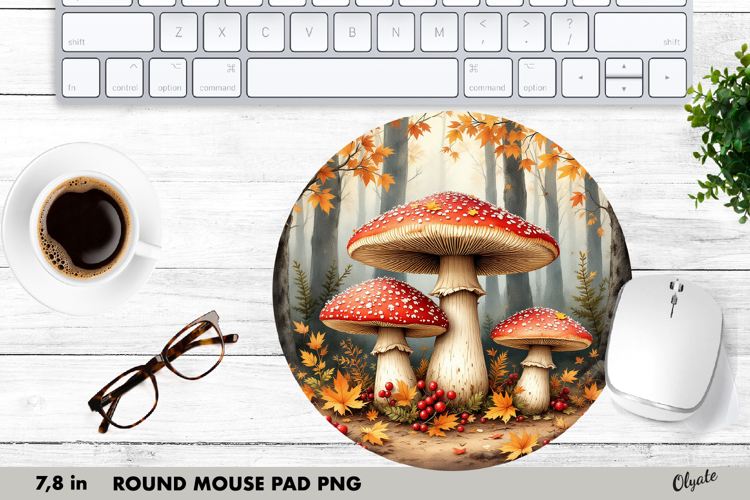 Mushrooms Sublimation, Round Mouse Pad PNG