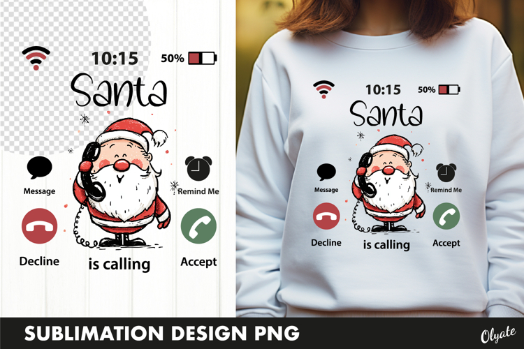 Santa Calling Tshirt PNG, Christmas Tshirt Design PNG