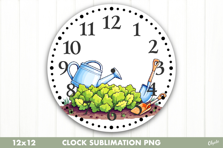Spring Clock Sublimation. Garden Clock Design PNG