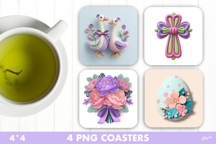 Cute Easter Coaster PNG, Easter Sublimation Design