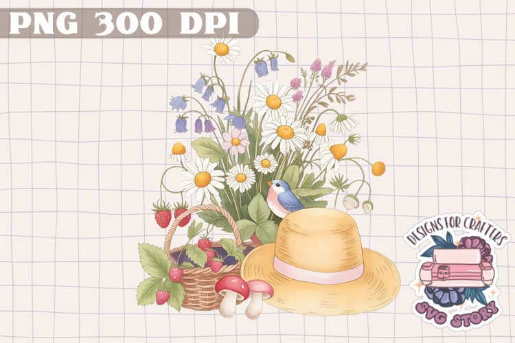 Watercolor Delicate Cottage core Summer Clipart PNG