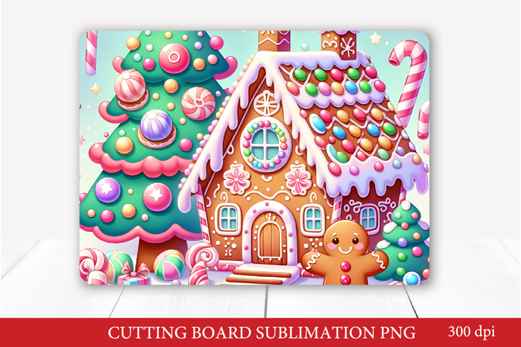 Gingerbread House Christmas Cutting Board Sublimation