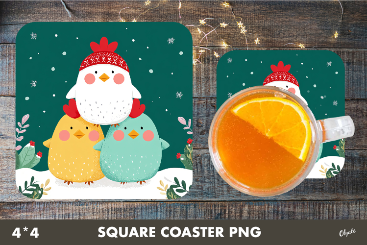 Funny Bird Coaster Sublimation. Christmas Square Coaster