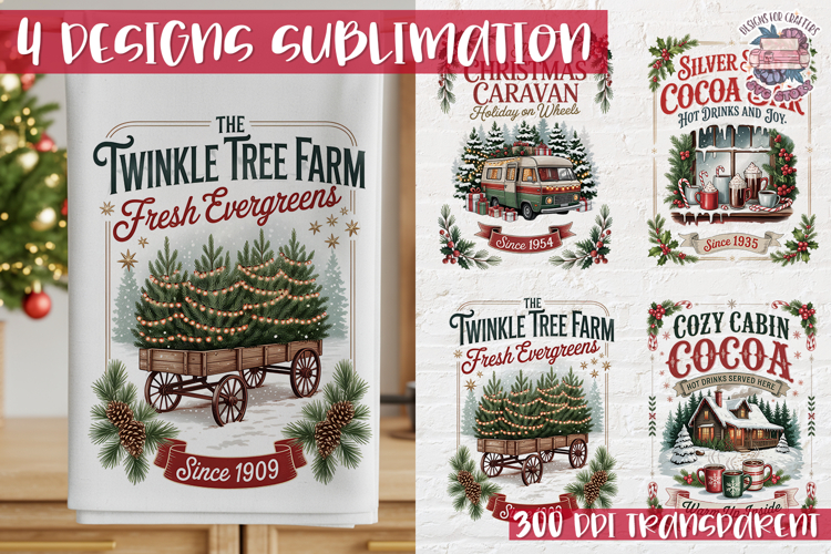 Christmas Vintage Quote Clipart PNG Sublimation 4 Design