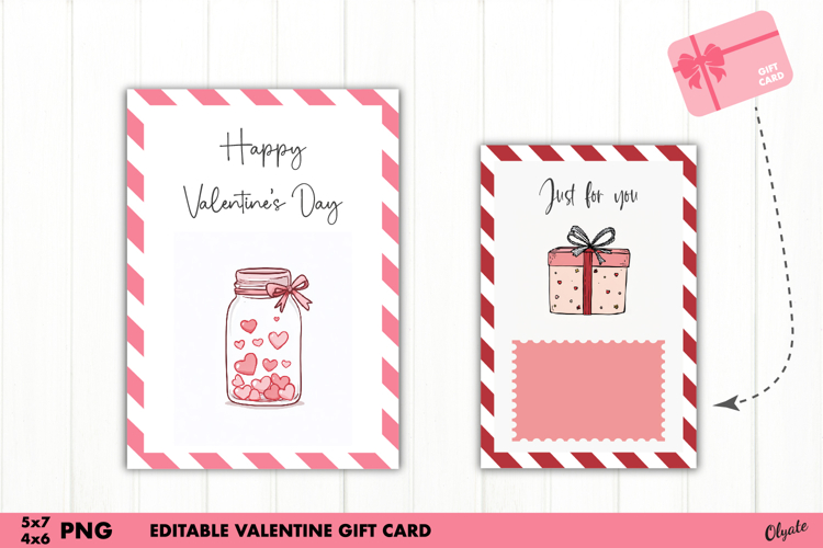 Editable Valentine Gift Card PNG. Valentine Greeting Card
