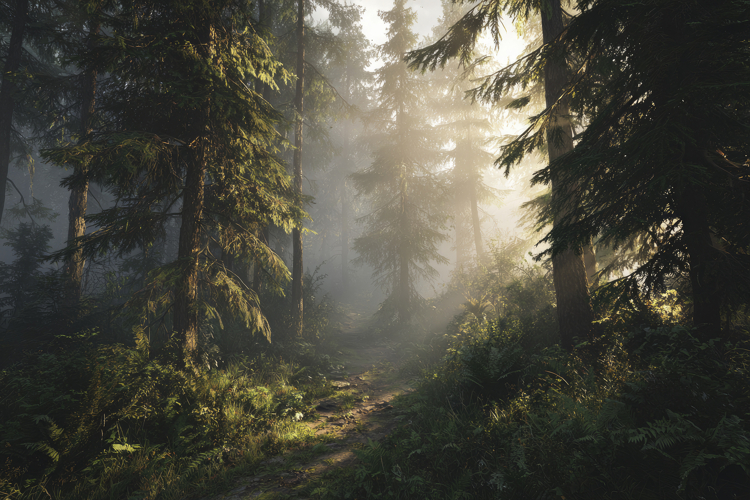 Misty Forest Scene Background