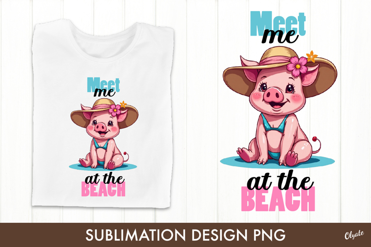 Beach Sublimation Design. Funny Piggy PNG