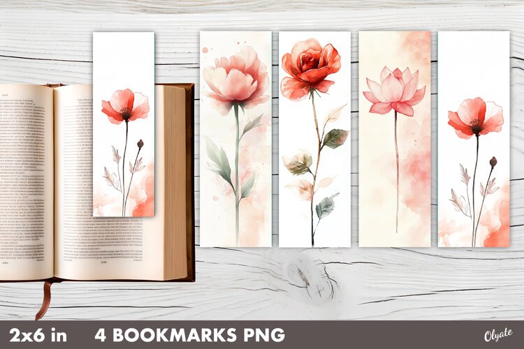 Botanical Bookmarks, Flower Printable Bookmarks PNG example image 1