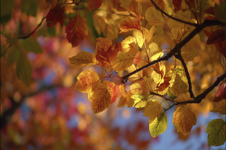 Vibrant Branch of Autumn Leaves Background Wallpaper