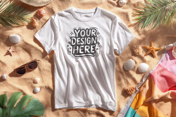 Summer Beach T-Shirt Mockup PSD JPG
