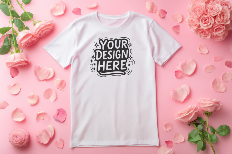Valentine Petal T-Shirt Mockup PSD JPG
