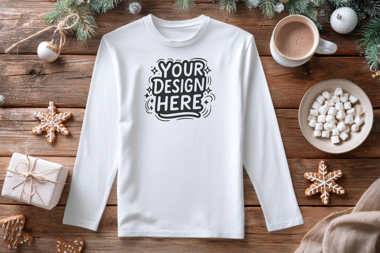 Winter Gingerbread T-Shirt Mockup PSD JPG