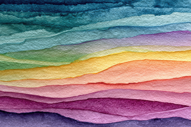 Abstract Watercolor Painting Depicting Layered