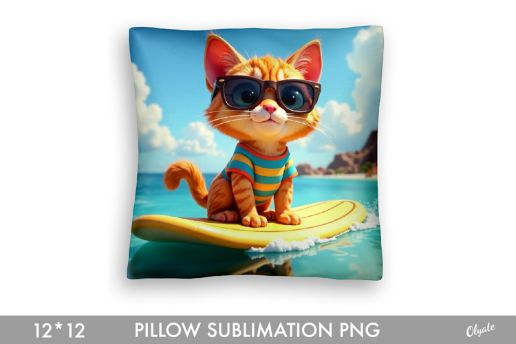Summer Pillow Case. Surf Board Animal PNG