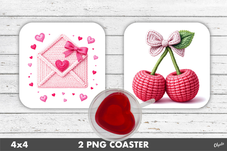 Pink Teacher Knitting, Valentine Coaster Sublimation PNG