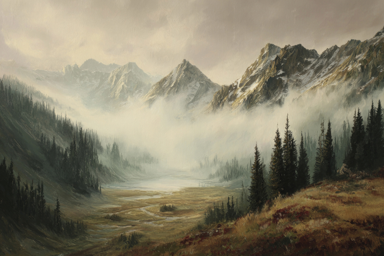 Mountain Forest Fog Background