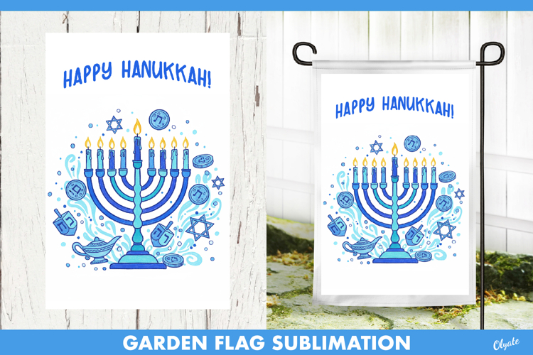 Hanukkah Garden Flag, Happy Hanukkah Sublimation PNG