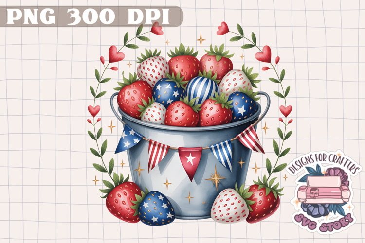 4th of July PNG Sublimation Strawberry berries Patriotic