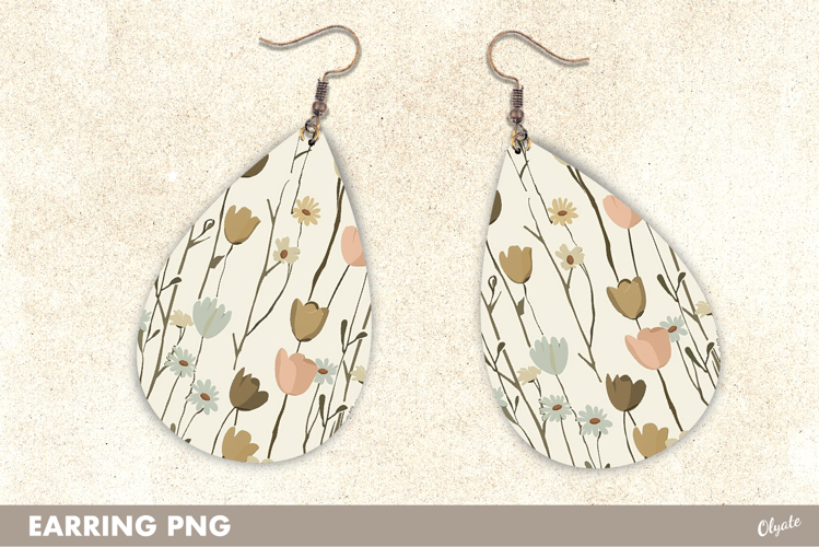 Earring Watercolor Sublimation. Easter Earrings Teardrop PNG